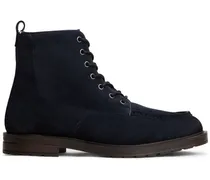 Warm gefütterte Boots aus Rauleder mit Steppnaht und Blockabsatz in