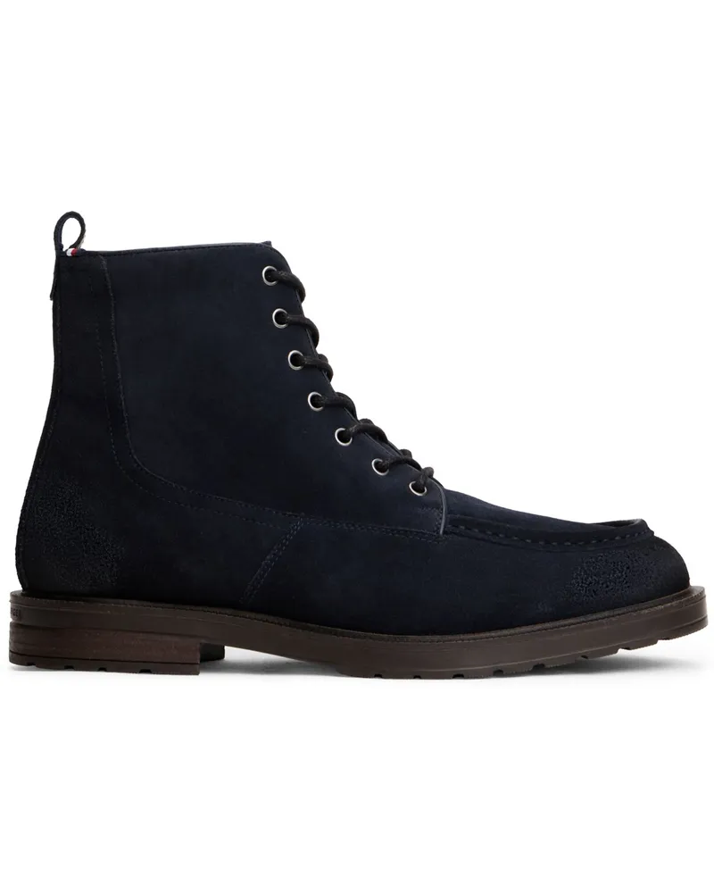 Tommy Hilfiger Warm gefütterte Boots aus Rauleder mit Steppnaht und Blockabsatz in Marine