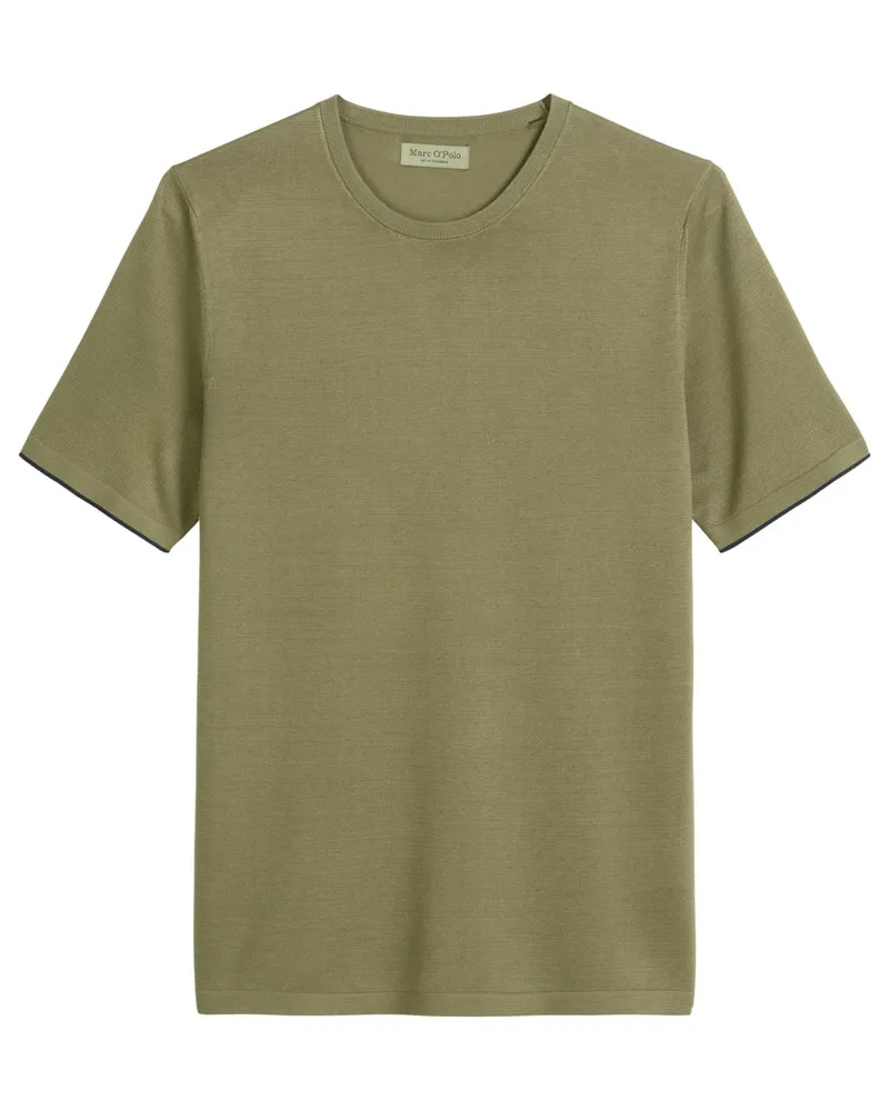 Marc O'Polo Feinstrick T-Shirt DFB Travel Collection aus Bio-Baumwolle, Regular Fit in Oliv