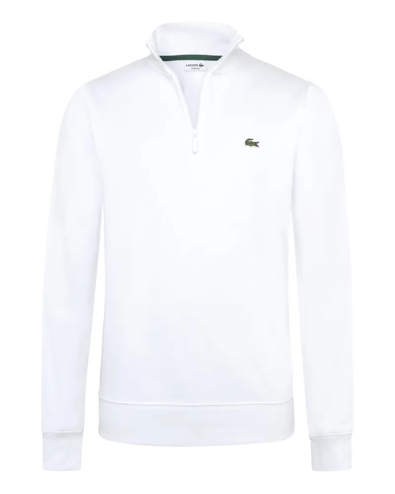 Lacoste Sweat-Troyer mit kleinem Krokodil-Aufnäher, Classic Fit in Weiß