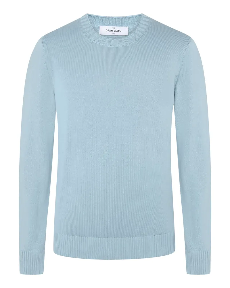 Gran Sasso Softer Rundhals-Pullover aus ägyptischer Baumwolle in Hellblau