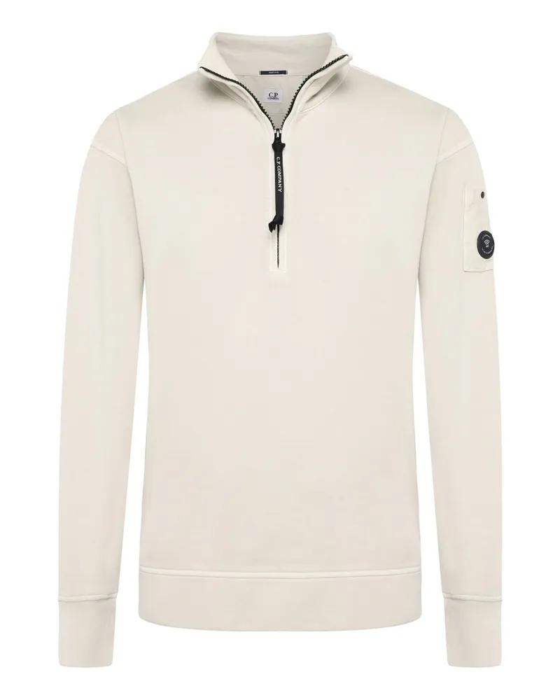 C.P. Company Sweatshirt in Fleece-Qualität mit Halfzip-Verschluss in Offwhite