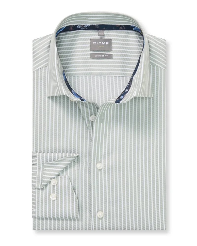 Olymp Luxor, Comfort Fit, Baumwollhemd mit Streifen in Grün