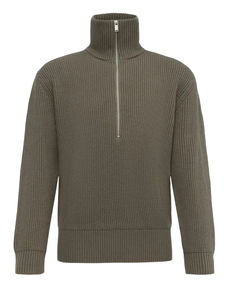 Drykorn Rippstrick-Sweater mit Half Zip in Braun