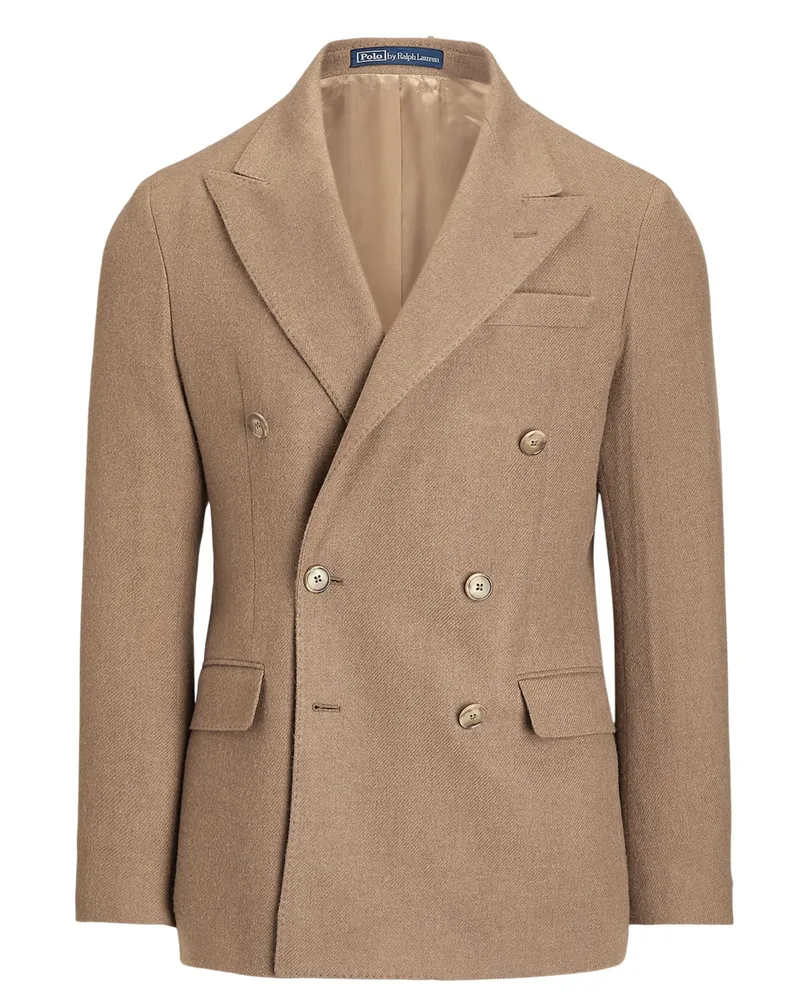 Ralph Lauren Zweireihiges Sakko aus softem Kamelhaar in Beige