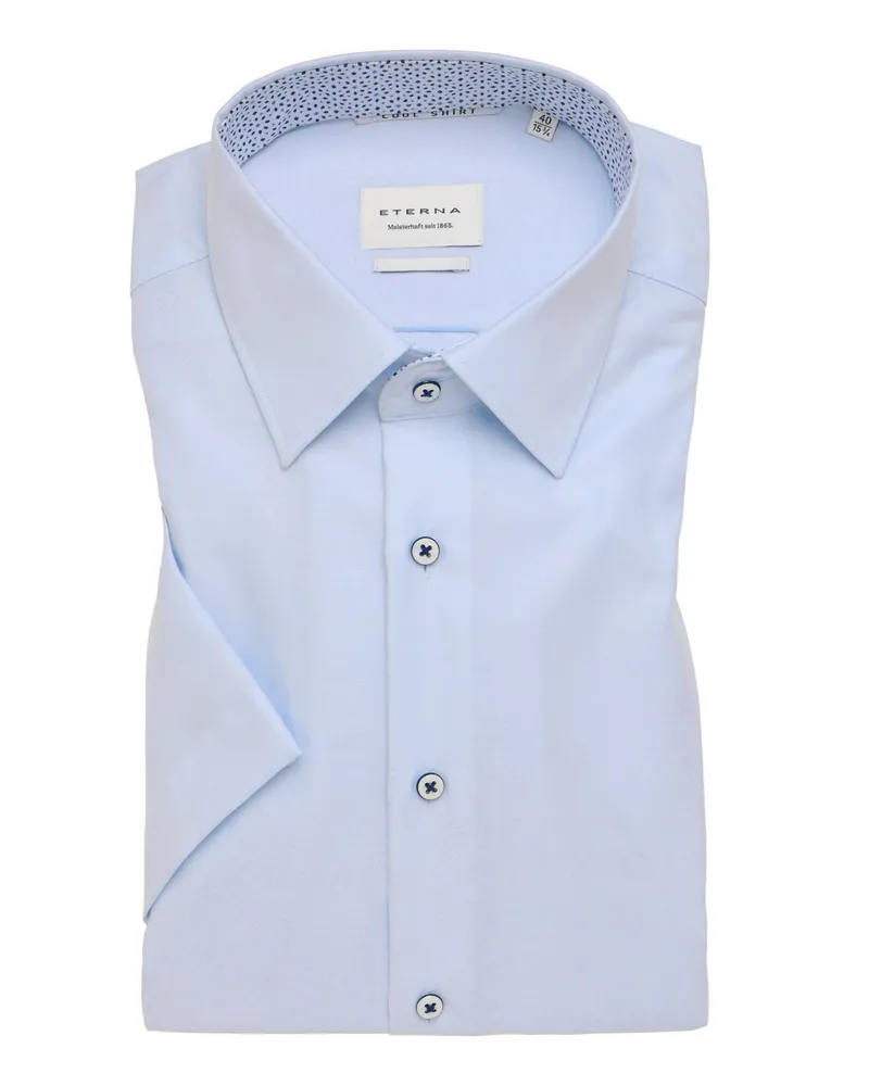 Eterna Unifarbenes Kurzarmhemd aus Baumwolle, Comfort Fit in Hellblau