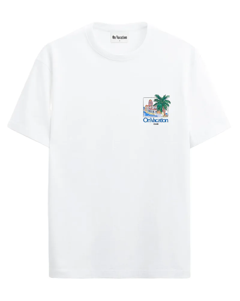 On Vacation T-Shirt aus Bio-Baumwolle mit beidseitigem Print in Weiß