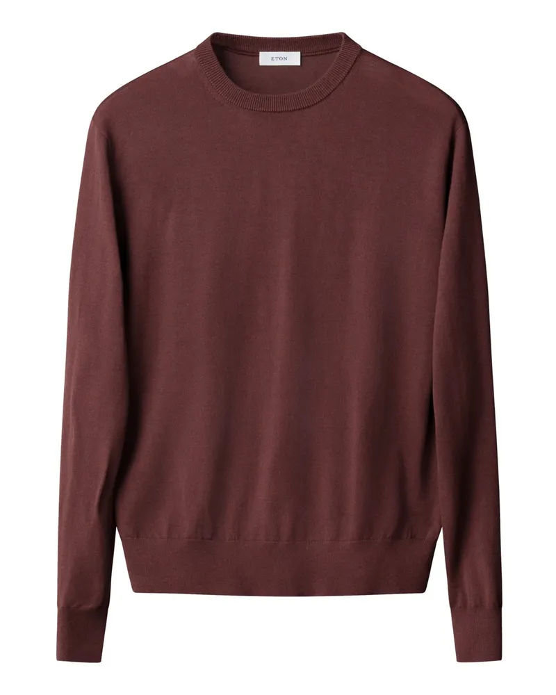Eton Leichter Pullover aus extrafeiner Merinowolle mit O-Neck in Rot