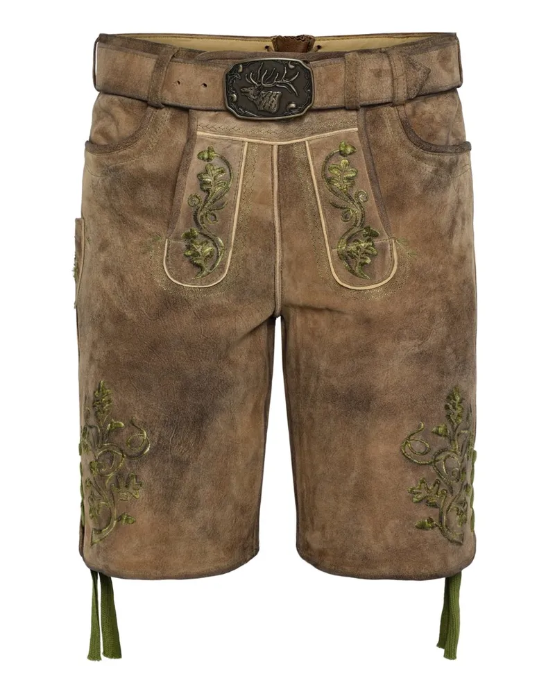 Spieth & Wensky Traditionelle Lederhose mit Metall-Koppelverschluss in Beige
