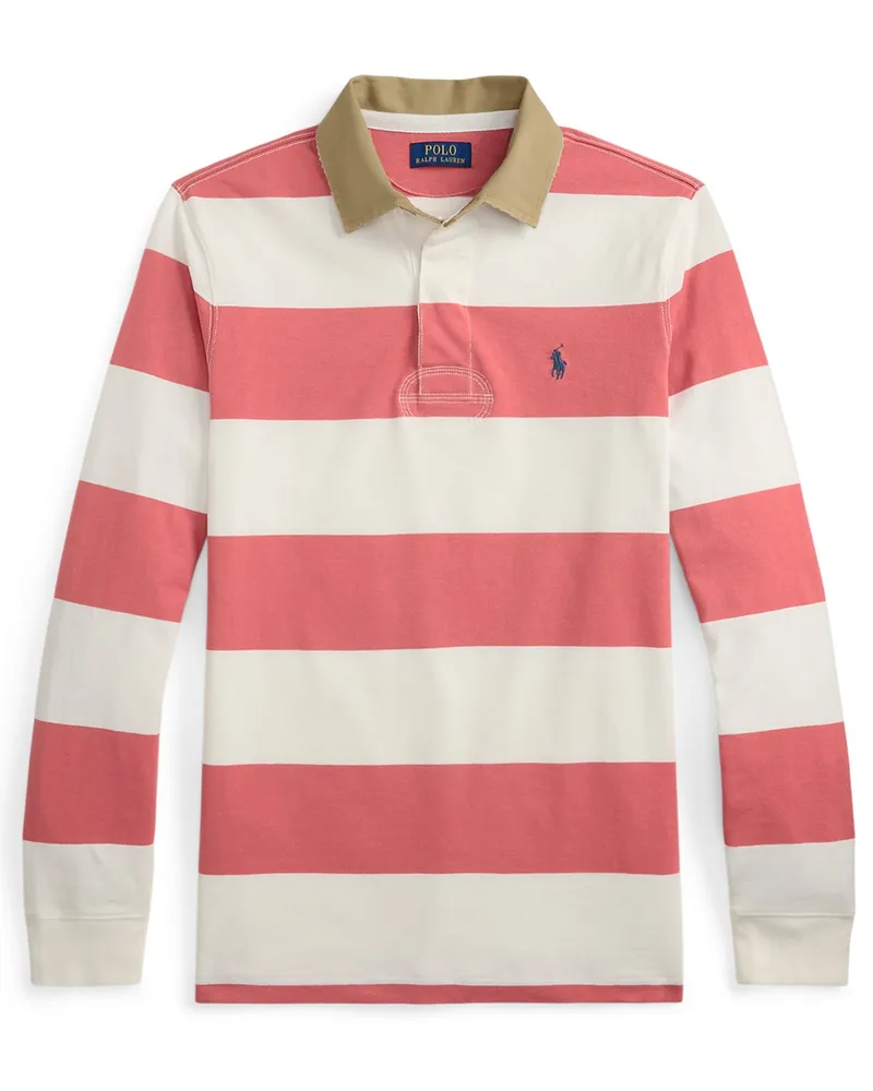 Ralph Lauren Rugbyshirt mit Blockstreifen und Pony-Stickerei, Classic Fit in Rot