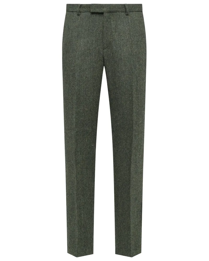 Wellington of Bilmore Harris Tweed-Hose Mr. Miller mit Fischgrätmuster, Regular Fit in Grün