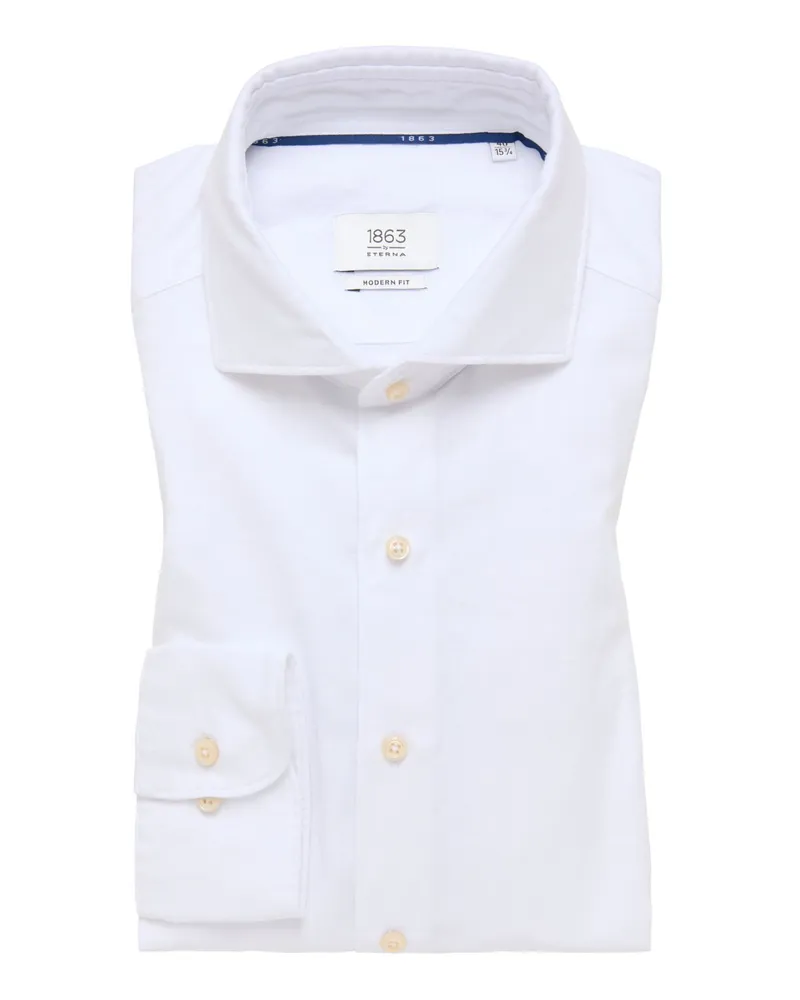 Eterna Sommerliches Hemd aus einem Baumwolle-Leinen-Mix, Modern Fit in Weiß