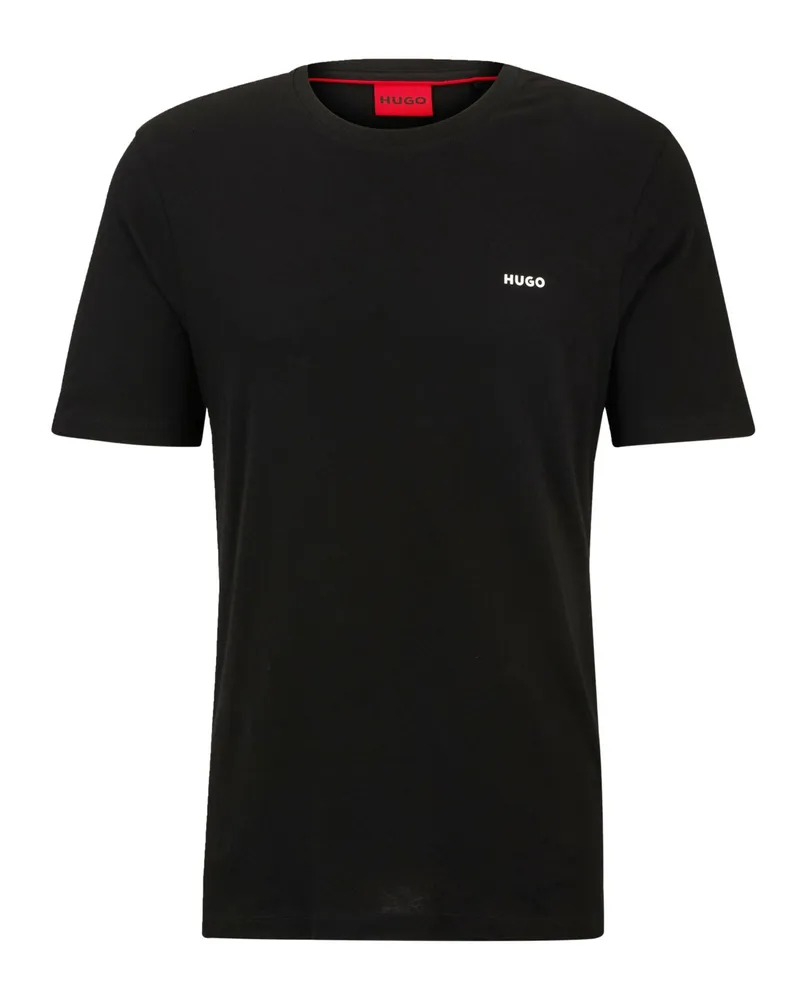 HUGO BOSS T-Shirt aus leichtem Baumwolljersey und Label-Print in Schwarz