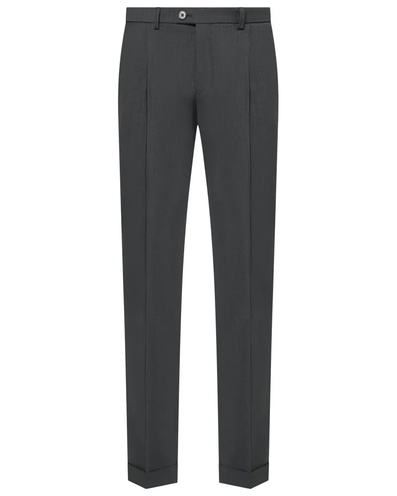 Hiltl Wollhose Primo mit abgeschrägtem Bund, Regular Fit in Mittelgrau