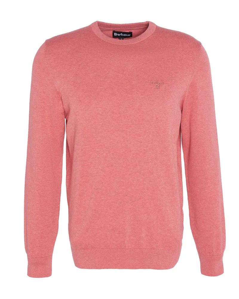 Barbour Pullover aus Baumwolle mit gesticktem Label-Schriftzug in Rosenrot