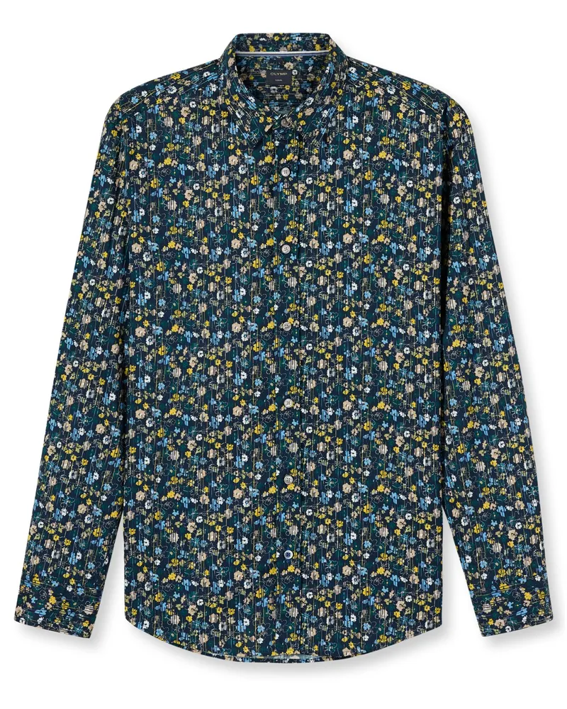 Olymp Casual, Regular Fit, Baumwollhemd mit floralem Print in Marine