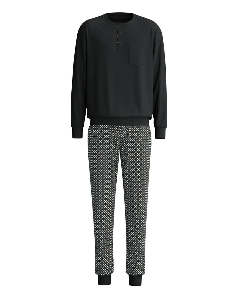 Calida Pyjama aus softem Baumwolljersey in Schwarz