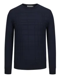 Canali Pullover mit Fensterkaro-Strickmuster und O-Neck Marine