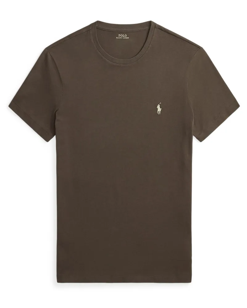 Ralph Lauren Leichtes T-Shirt aus Baumwolle mit Logo-Stickerei, Custom Slim Fit in Braun