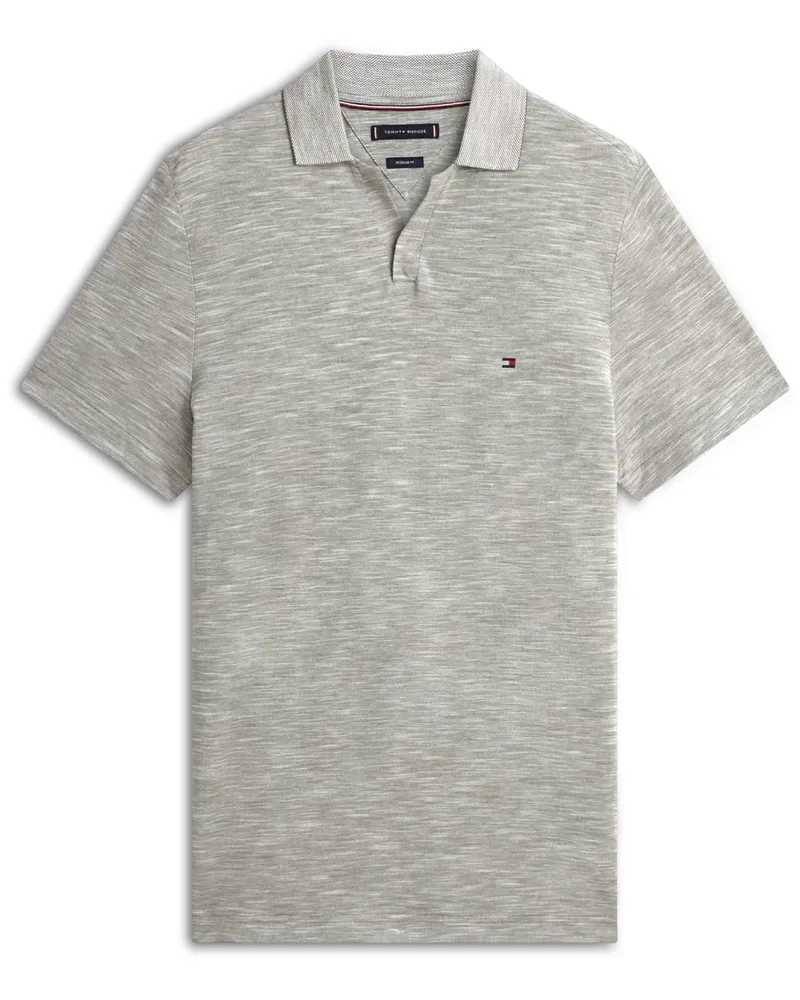 Tommy Hilfiger Meliertes Piqué-Poloshirt mit Variokragen, Regular Fit in Oliv