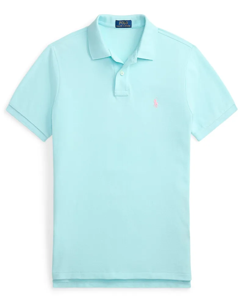Ralph Lauren Piqué-Poloshirt mit Logo-Stickerei, Custom Slim Fit in Blau