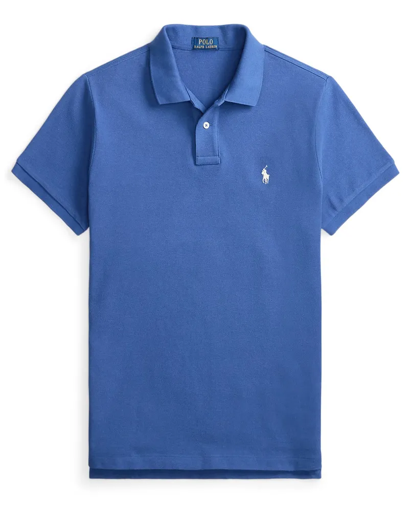 Ralph Lauren Piqué-Poloshirt mit Logo-Stickerei, Custom Slim Fit in Blau