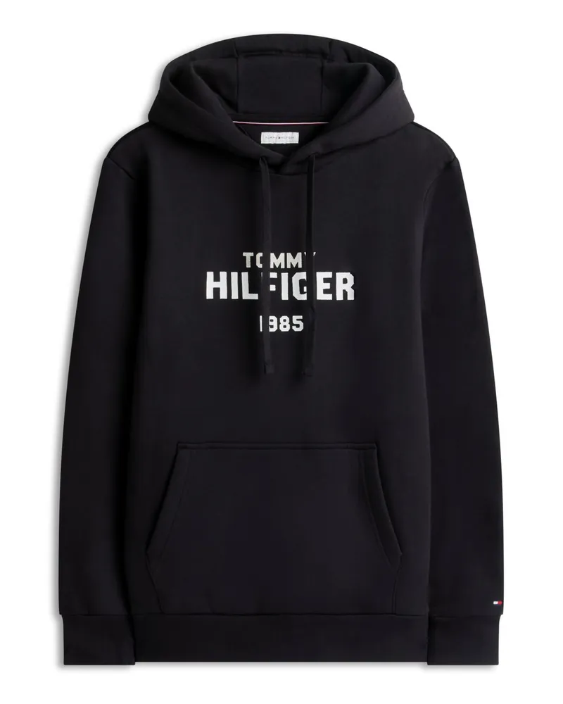 Tommy Hilfiger Hoodie aus einem Baumwoll-Mix mit Label-Print, Regular Fit in Schwarz