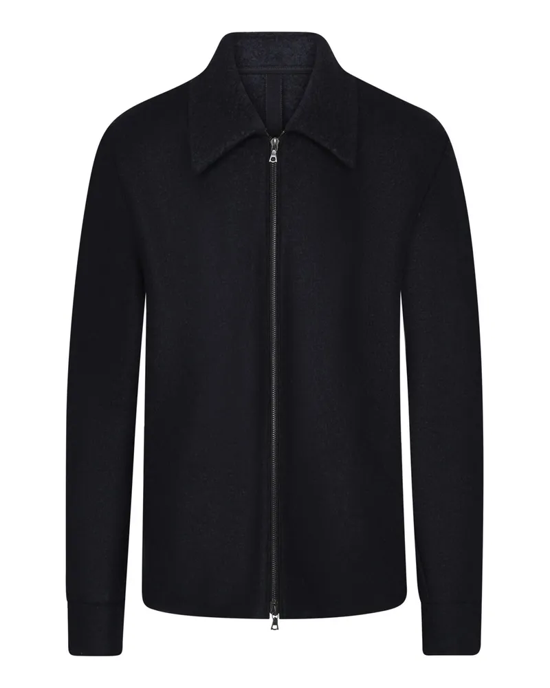 Harris Wharf London Worker-Jacke aus Schurwolle mit Zip und Umlegekragen in Marine