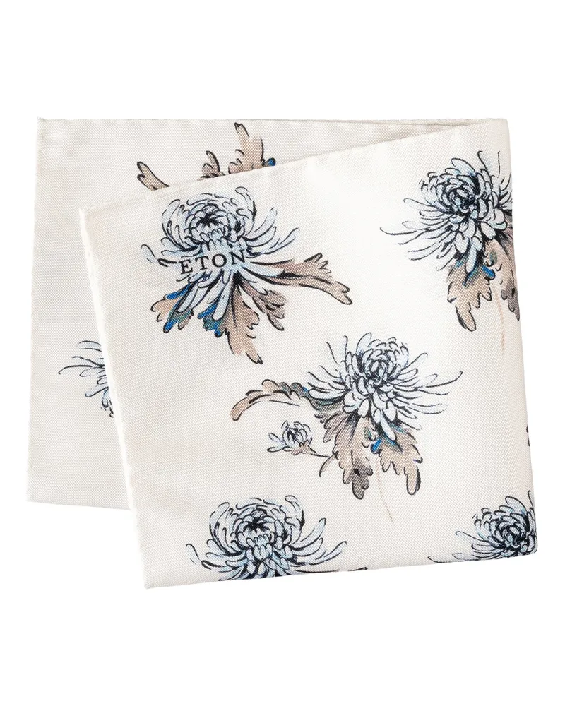 Eton Einstecktuch aus Seide mit floralem Print in Weiß