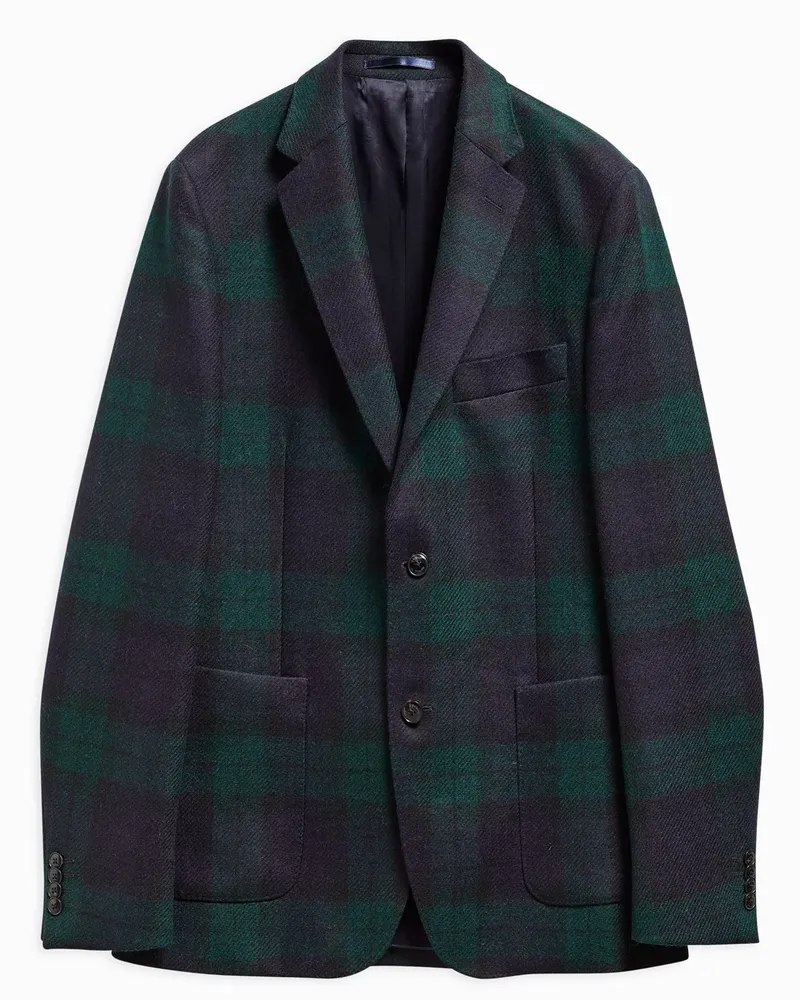 Barbour Blackwatch-Sakko aus Schurwolle, Tailored Fit in Blau