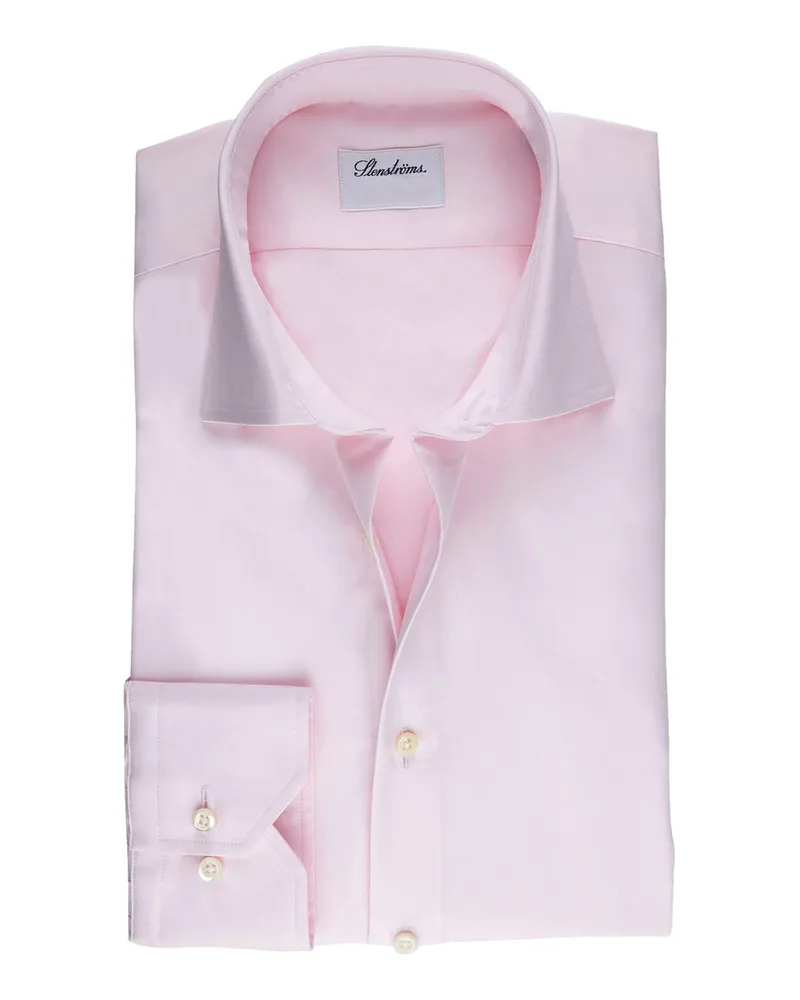 Stenströms Unifarbenes Hemd aus Twofold Super Cotton mit Haifischkragen, Regular Fit in Pink