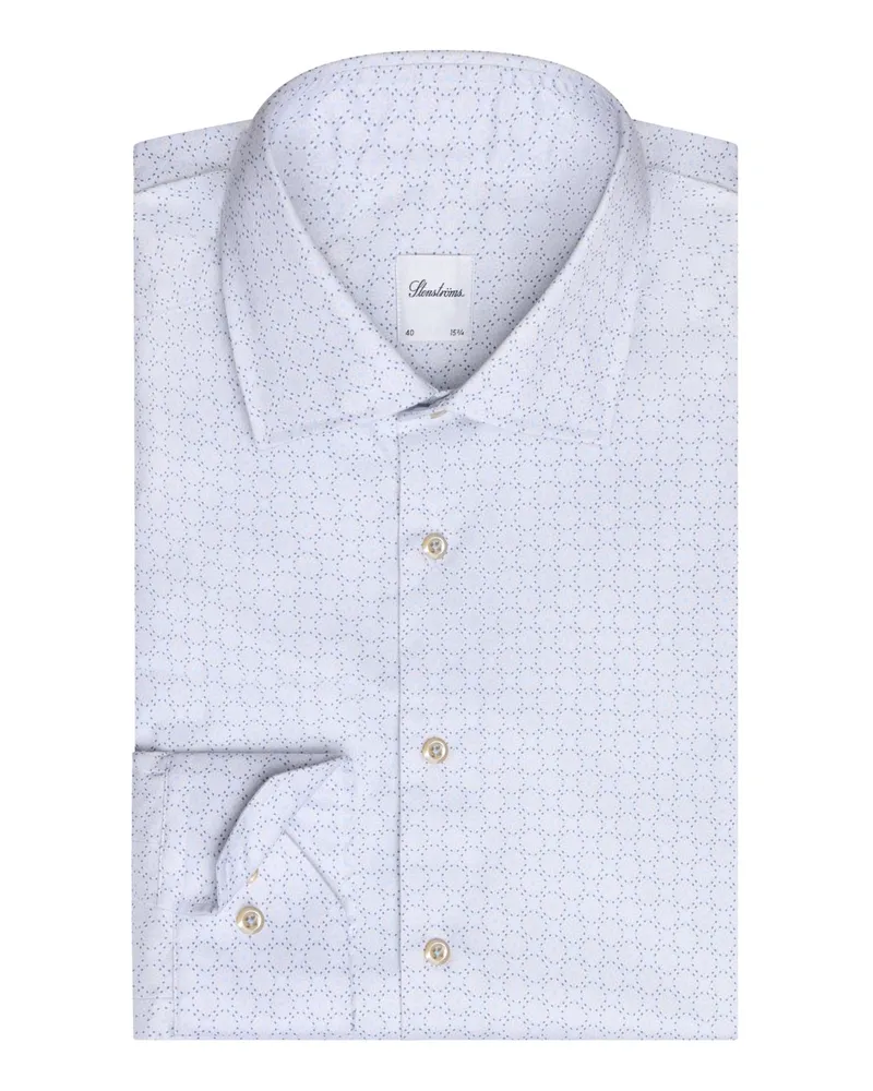 Stenströms Baumwollhemd mit floralem Print, Regular Fit in Hellblau