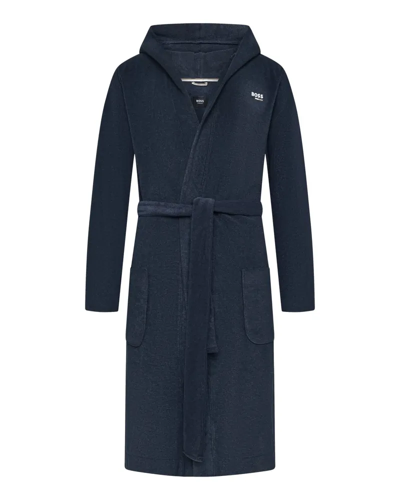 HUGO BOSS Frottee-Bademantel mit Kapuze in Marine