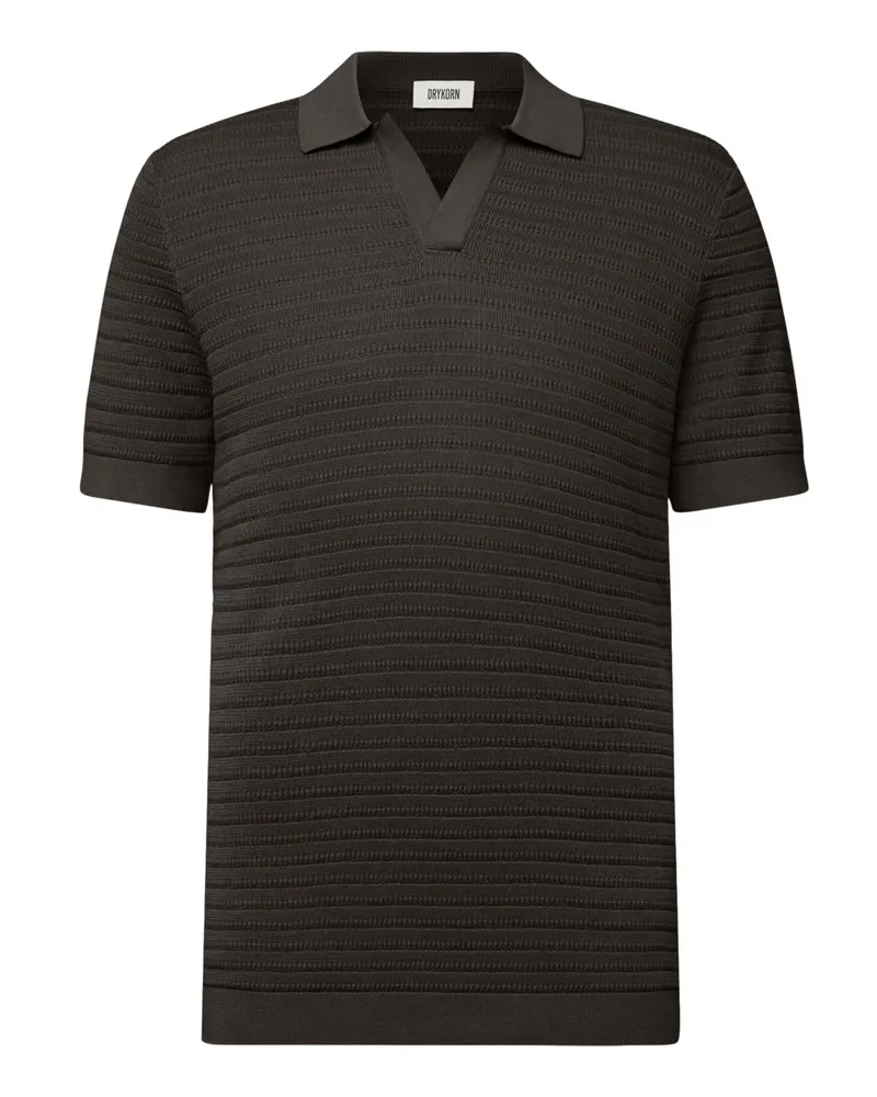 Drykorn Sommerliches Strick-Poloshirt mit Variokragen in Braun