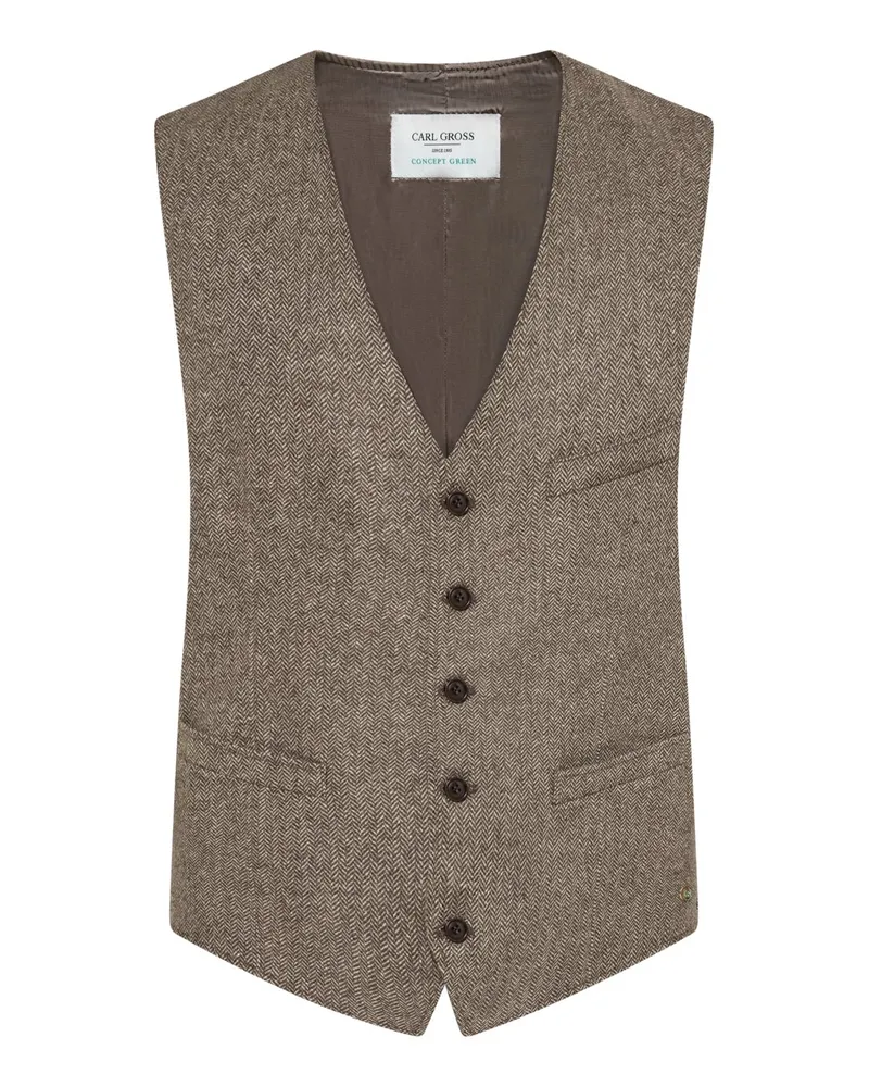 Carl Gross Weste aus einem Wollgemisch mit Seide und Stretch, Modern Fit in Hellbraun