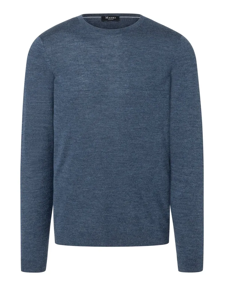 Maerz Rundhals-Pullover aus extrafeiner Merinowolle in Denim
