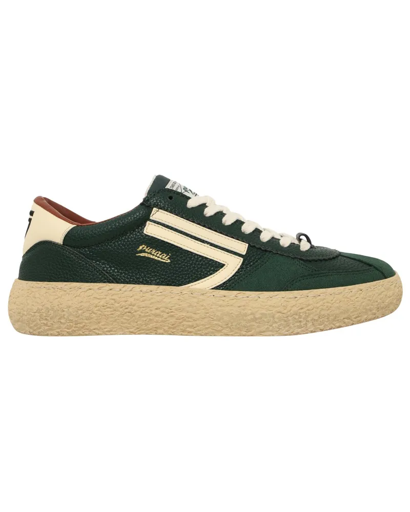 Puraai Vintage-Sneaker Osso aus genarbtem veganen Leder in Dunkelgrün