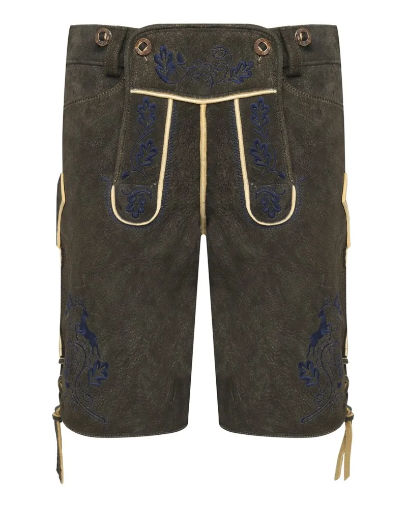Spieth & Wensky Traditionelle Trachtenlederhose aus Hirschleder in Dunkelbraun