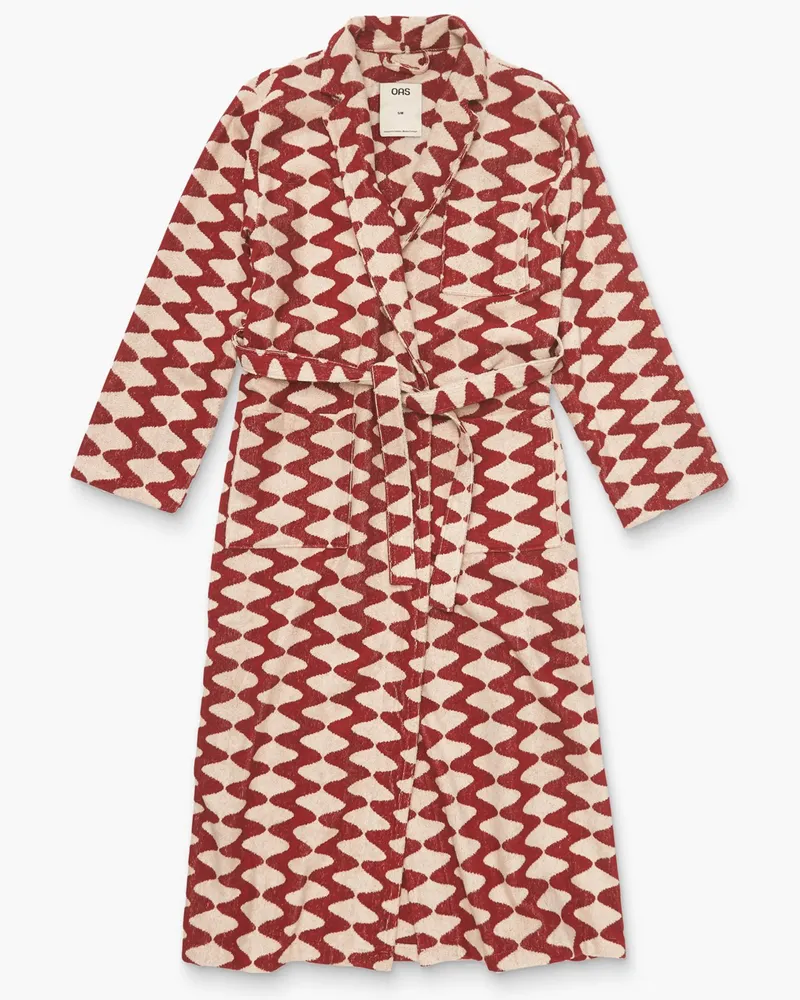 OAS Gemusterter Bademantel in Frottee-Qualität in Rot