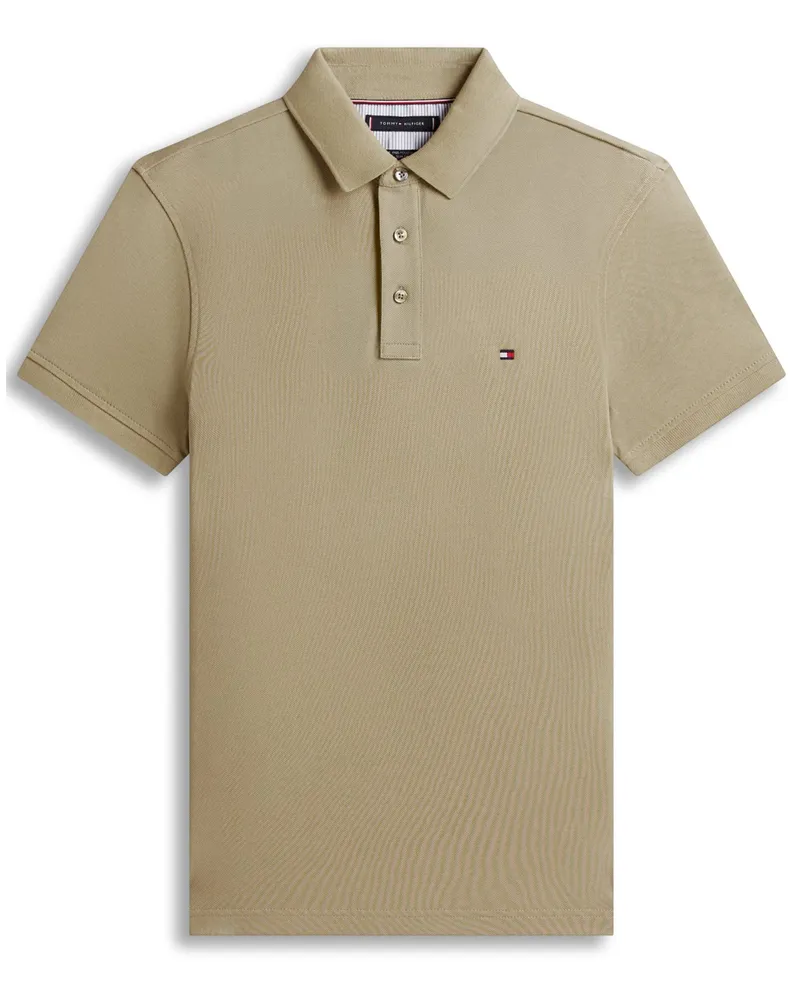 Tommy Hilfiger Stretch-Poloshirt 1985 mit Flag-Stickerei, Slim Fit in Schilf