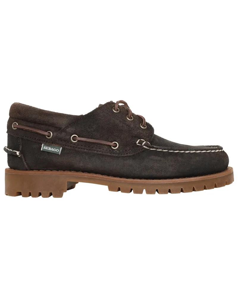 Sebago Wildleder-Bootsschuhe mit Profilsohle in Dunkelbraun