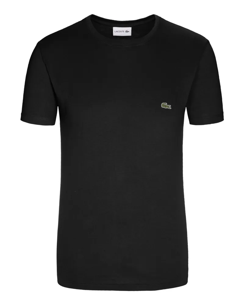 Lacoste T-Shirt aus Pima-Baumwolle mit Logo-Aufnäher in Schwarz