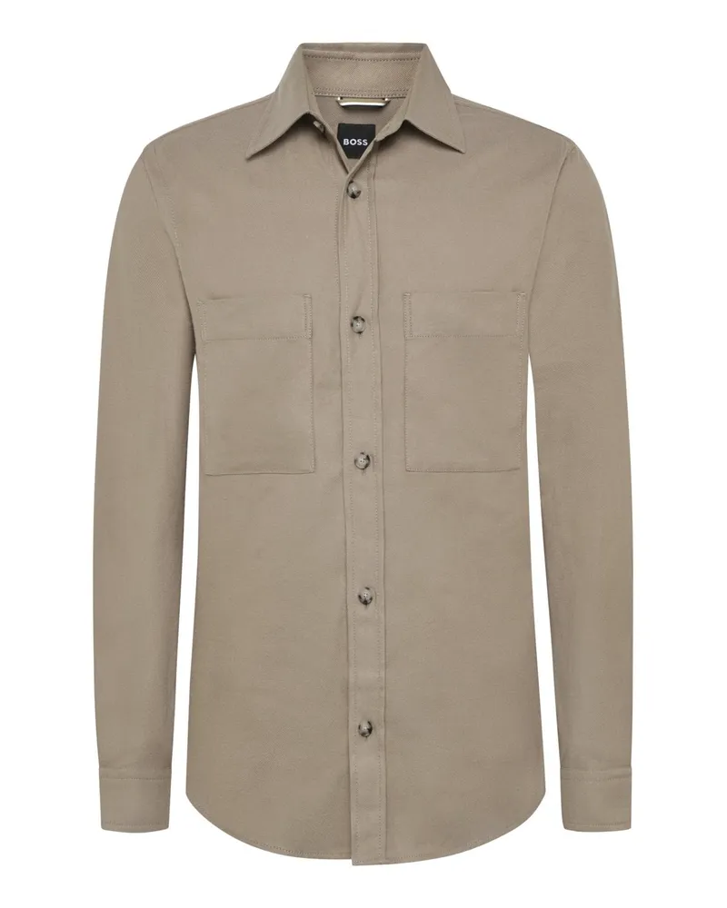 HUGO BOSS Unifarbenes Overshirt mit Twill-Struktur, Regular in Kreide