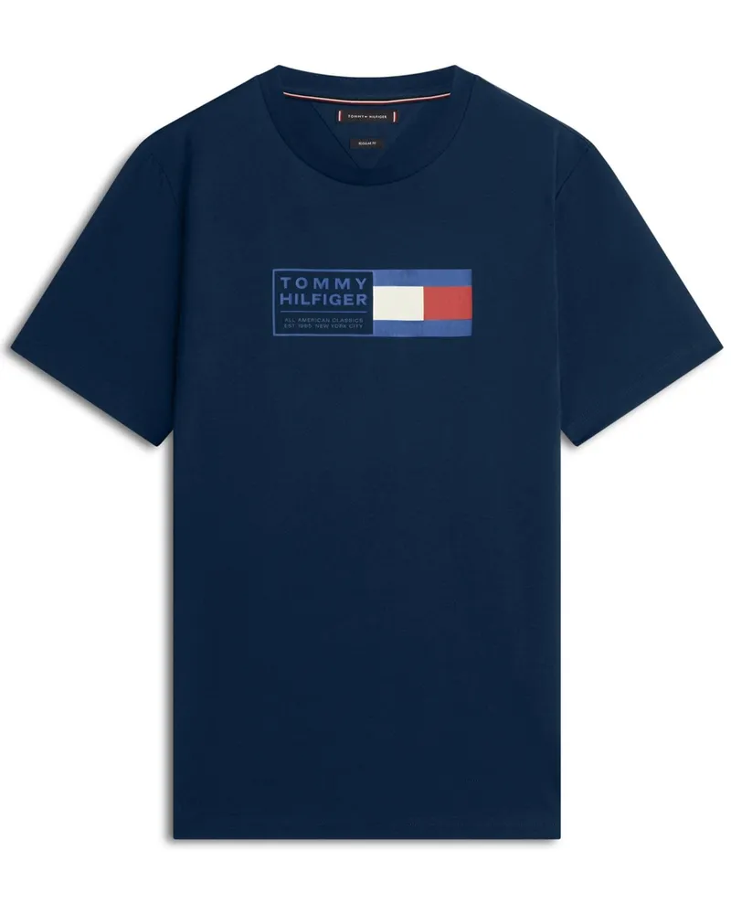 Tommy Hilfiger T-Shirt aus Baumwolle mit Label-Frontprint, Regular Fit in Marine