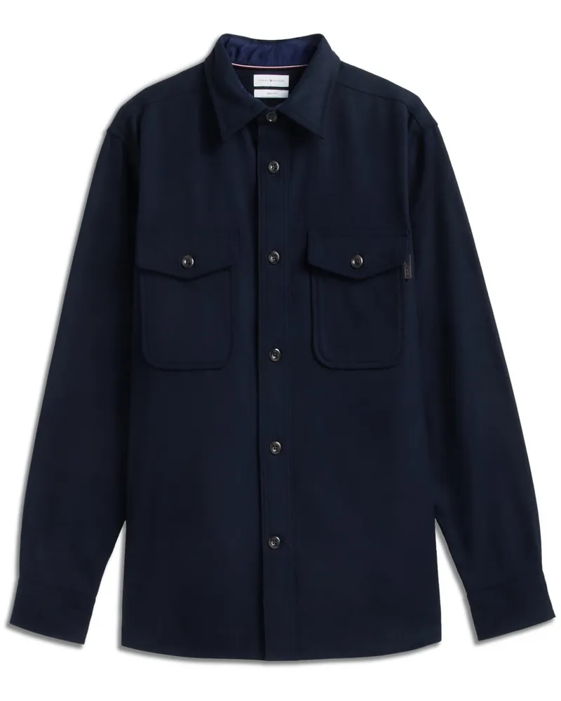 Tommy Hilfiger Flanell-Overshirt mit Brusttaschen, Classic Fit in Marine