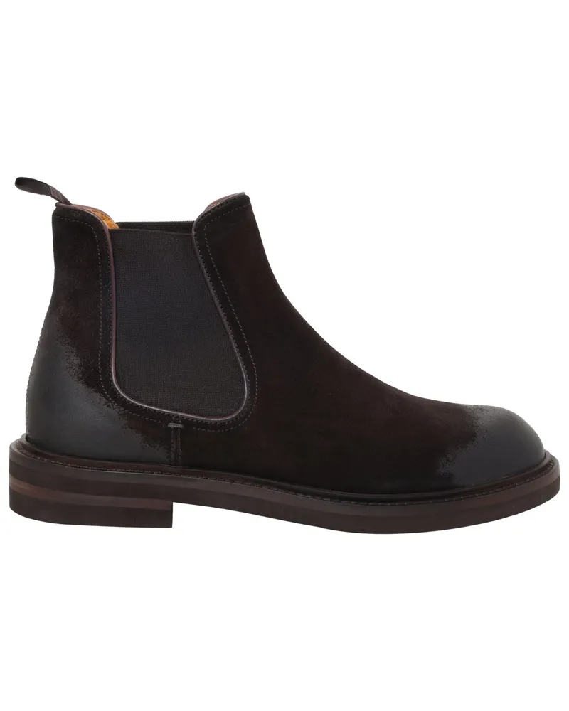 Magnanni Chelsea-Boots aus edlem Wildlder mit besonders elastischer Sohle in Dunkelbraun