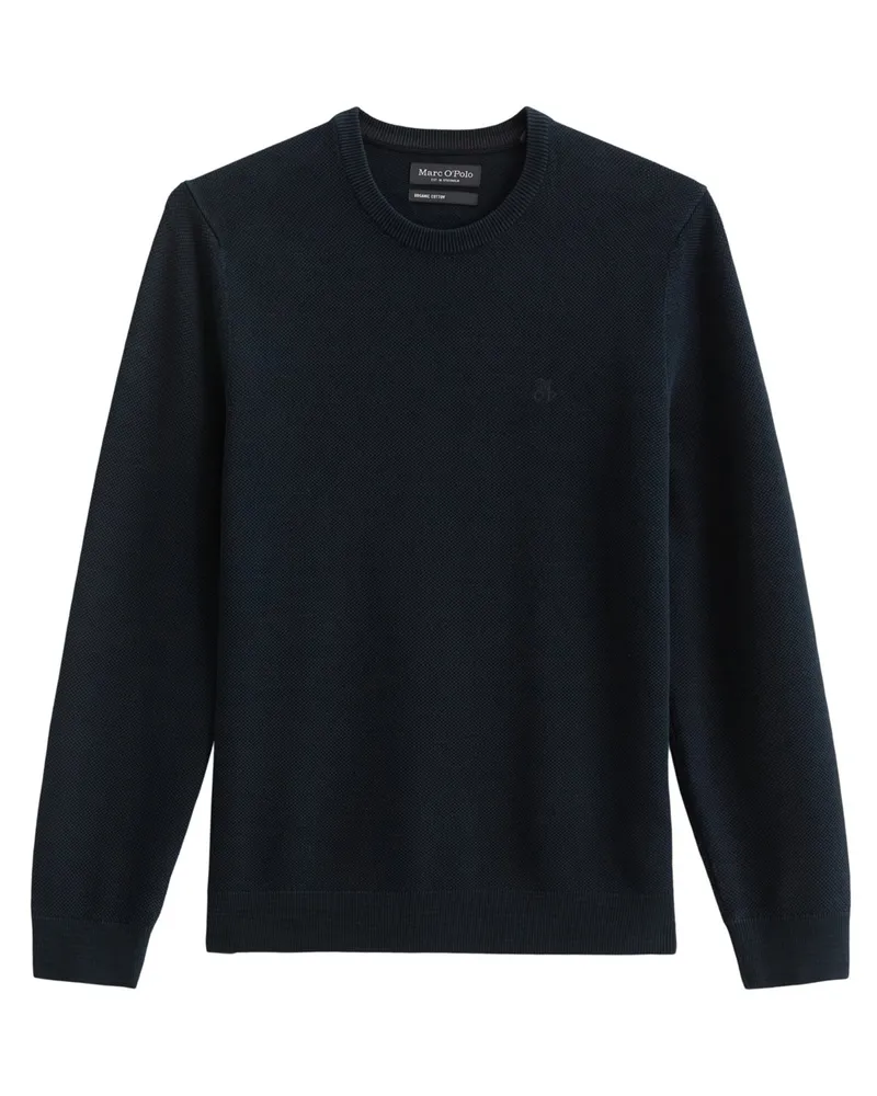 Marc O'Polo Leichter Pullover aus Baumwolle mit Perlstrickstruktur in Marine