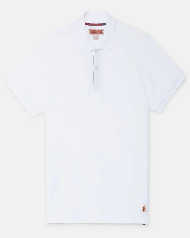 Baracuta Unifarbenes Piqué-Poloshirt aus Baumwolle in Weiß