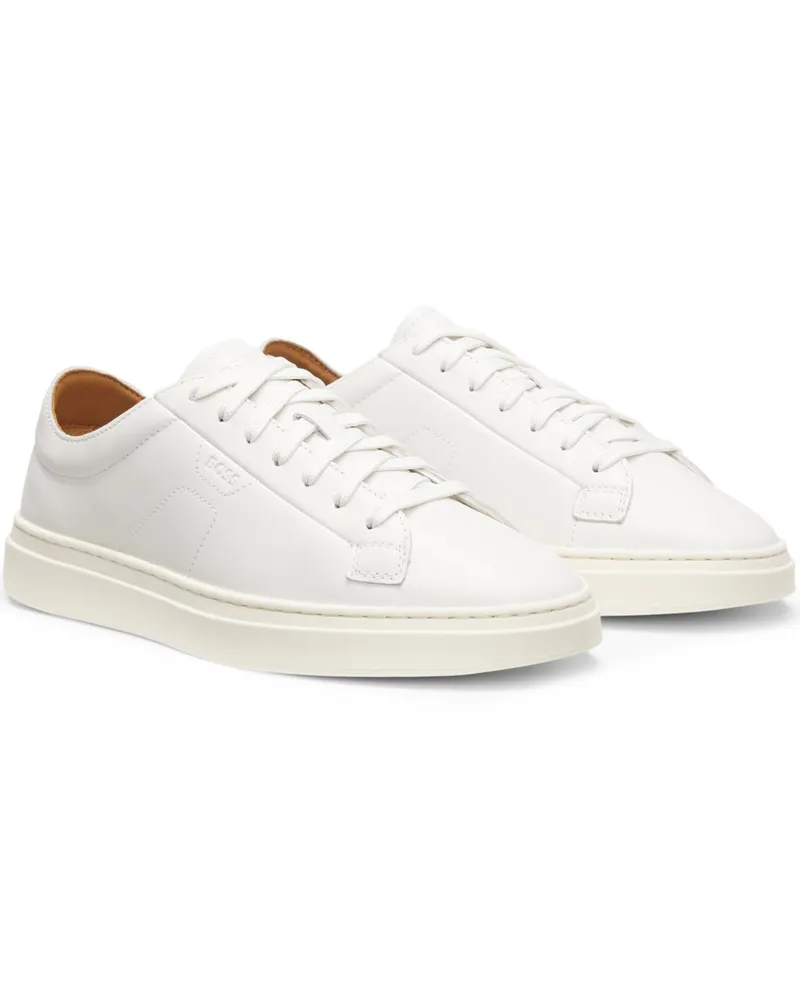 HUGO BOSS Sneaker Kieran Tenn aus Glattleder mit Label-Prägung in Weiß