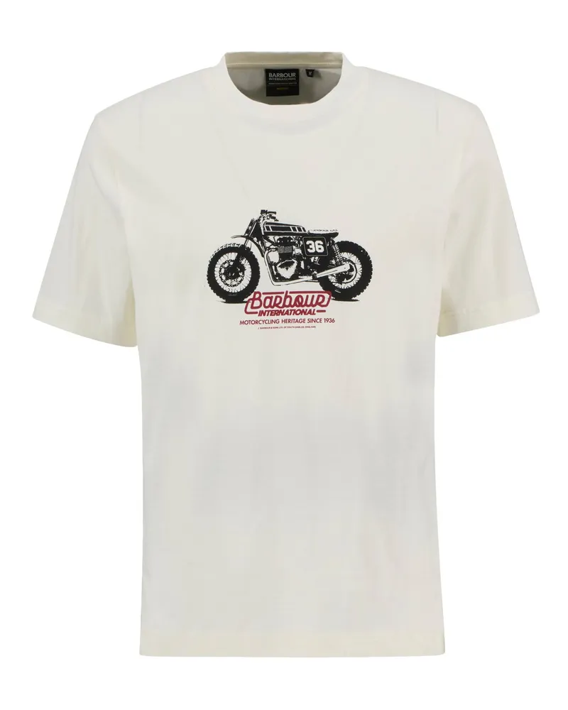 Barbour T-Shirt Cruise mit  Six Day Trials-Motiv in Offwhite
